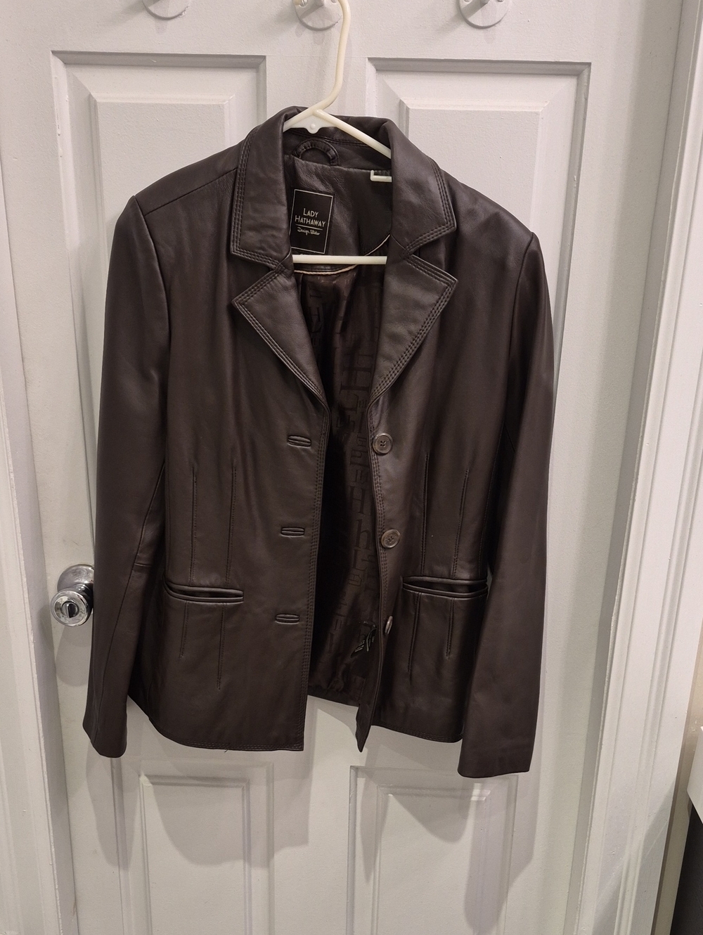 Lady Hathaway Chocolate Brown Leather Blazer